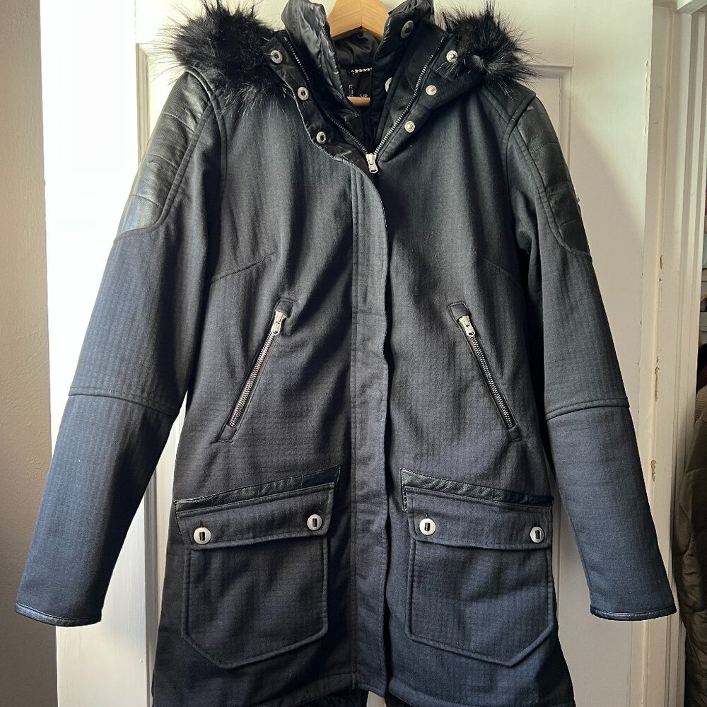 SPYDER Parka-Style Jacket, Removable Lining, Size S, Black,